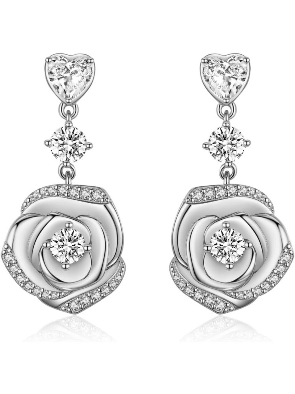 Elegant 18K Gold Plated Rose Flower Earrings for Women | Sterling Silver Jewelry